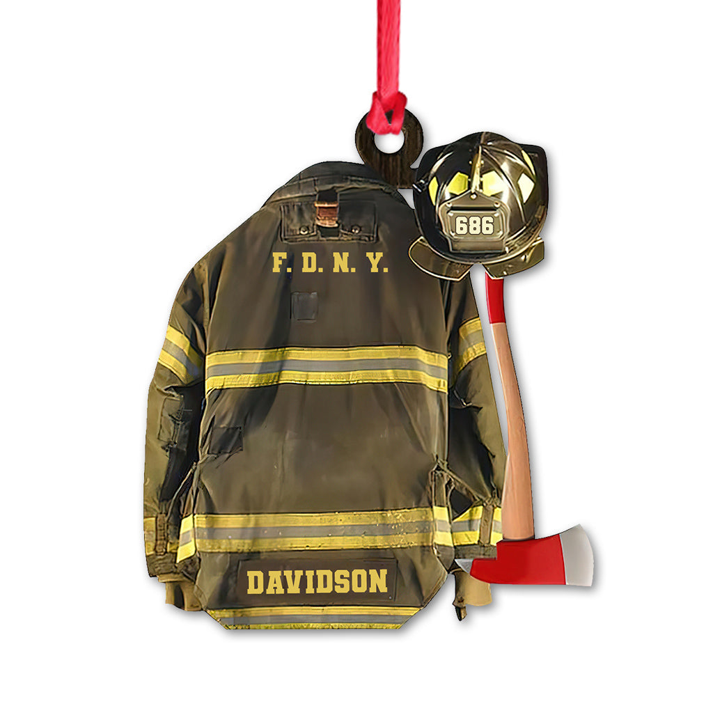 Meine Uniform – Personalisierter Feuerwehr-Weihnachtsschmuck (beidseitig bedruckt)