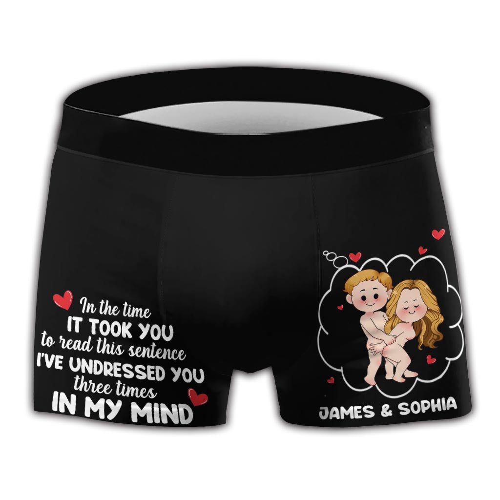 Ich habe dich dreimal ausgezogen – Personalisierte Boxershorts für Paare