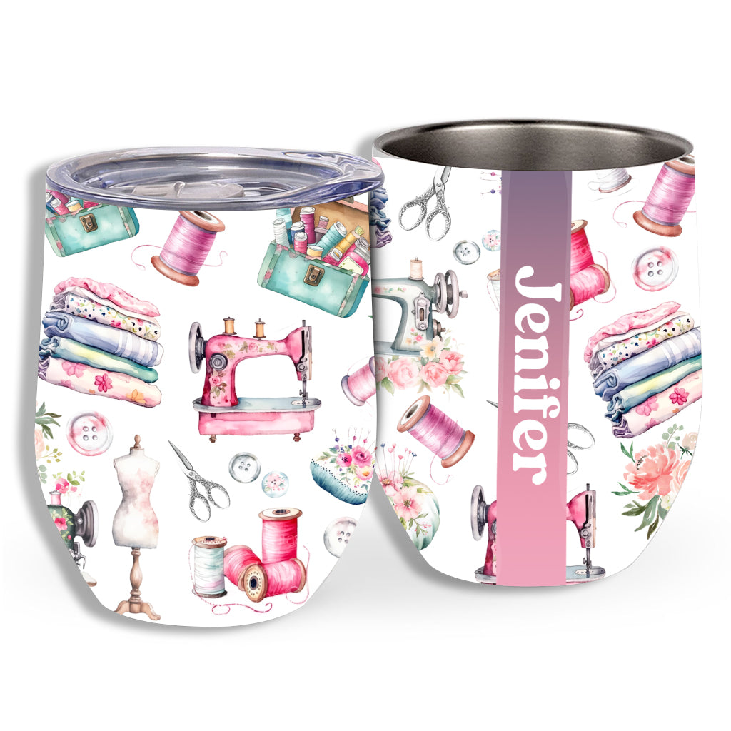 Buntes Nähmuster - Personalisierter Weinbecher zum Selbernähen