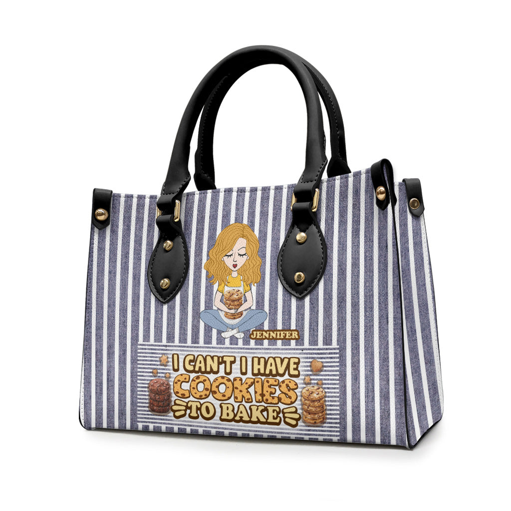 Ich kann nicht, ich muss Kekse backen – personalisierte Backhandtasche aus Leder