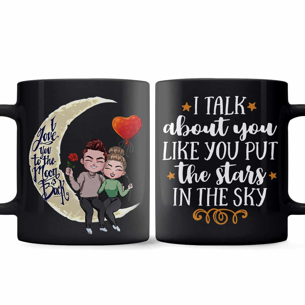 Ich liebe dich bis zum Mond und zurück – Personalisierte Tasse für Paare