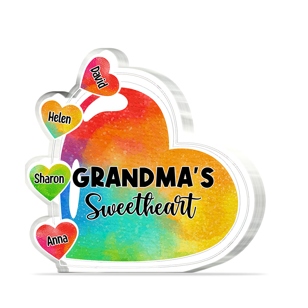 Grandma's Sweetheart With Grandchildren - Personalized Grandma Custom Shaped Acrylic Plaque