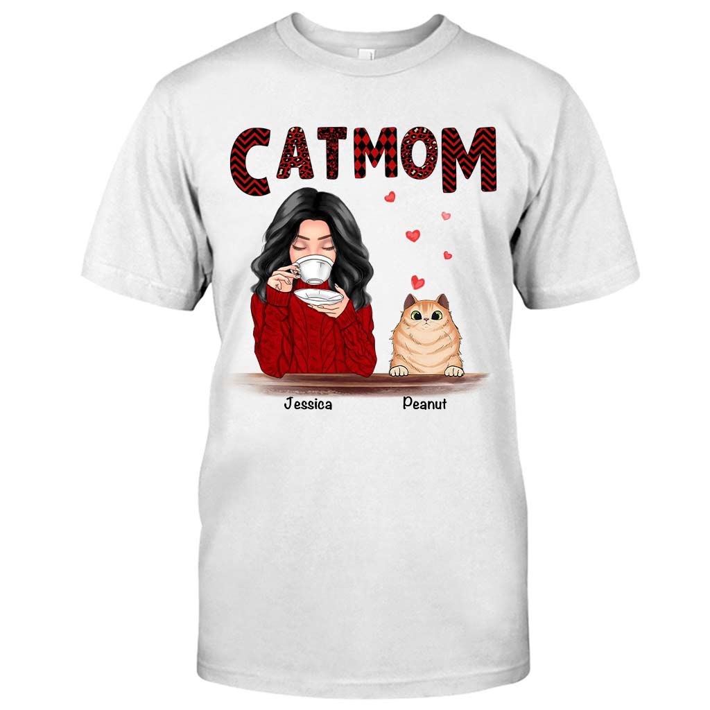 Katzenmama – Personalisiertes Weihnachts-T-Shirt und Hoodie mit Katzenmotiv