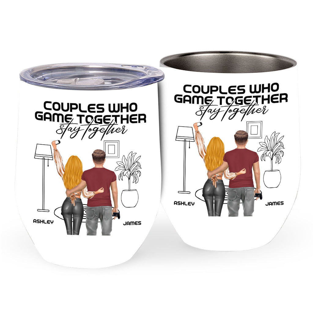 Couples Who Game Together Stay Together - Personalized Video Game Wine Tumbler