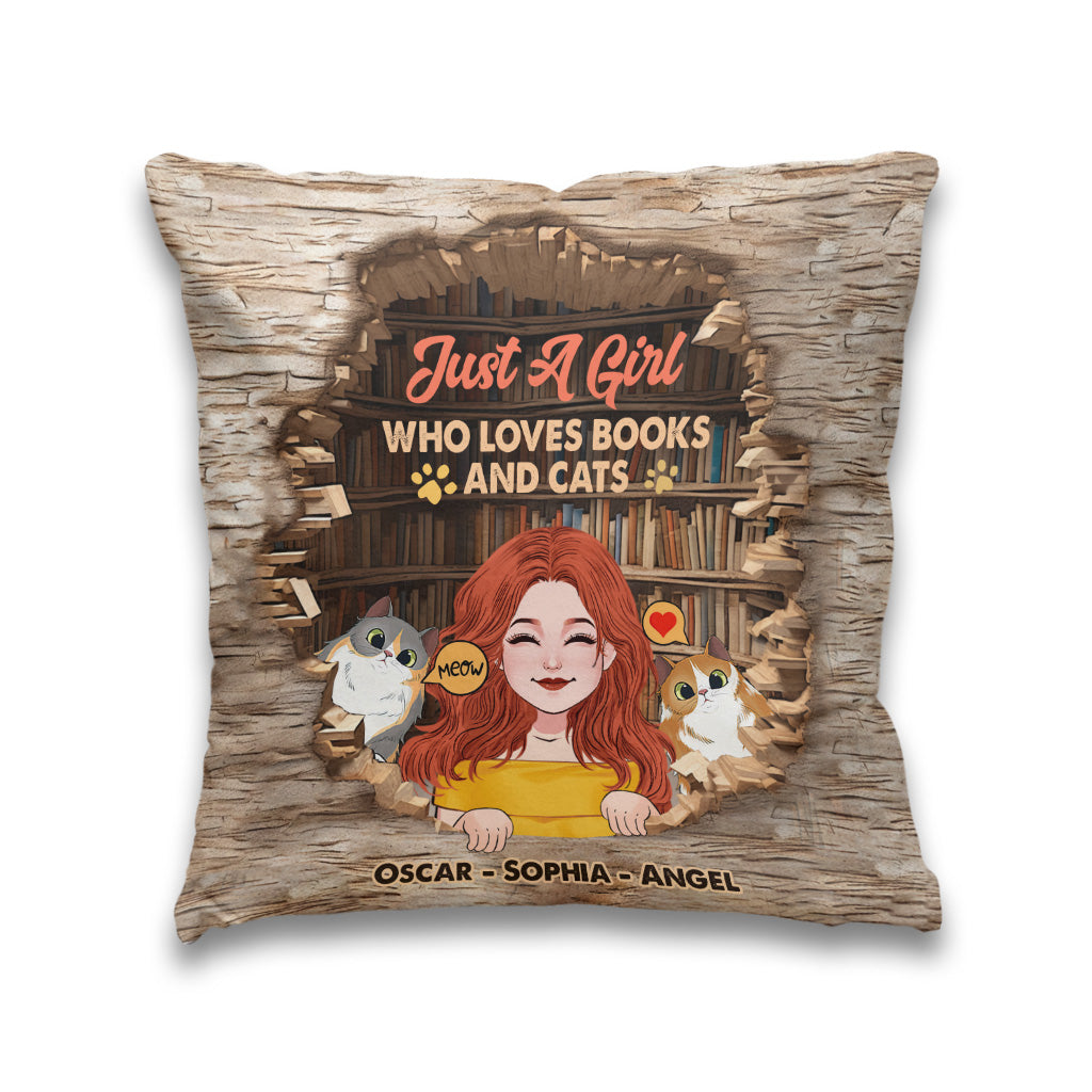 Ich liebe Bücher und Katzen – personalisiertes Buchkissen