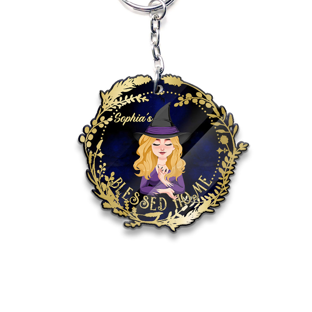 Gesegnetes Zuhause – Personalisierter Hexen-Schlüsselanhänger