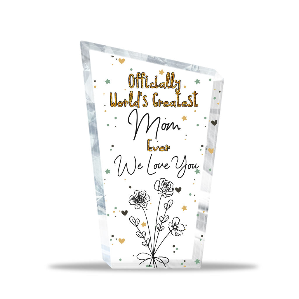 Offiziell die beste Mama der Welt – Geschenk für Mama, Oma, Ehefrau, Papa, Opa, Ehemann – Personalisierte Acrylplakette in individueller Form