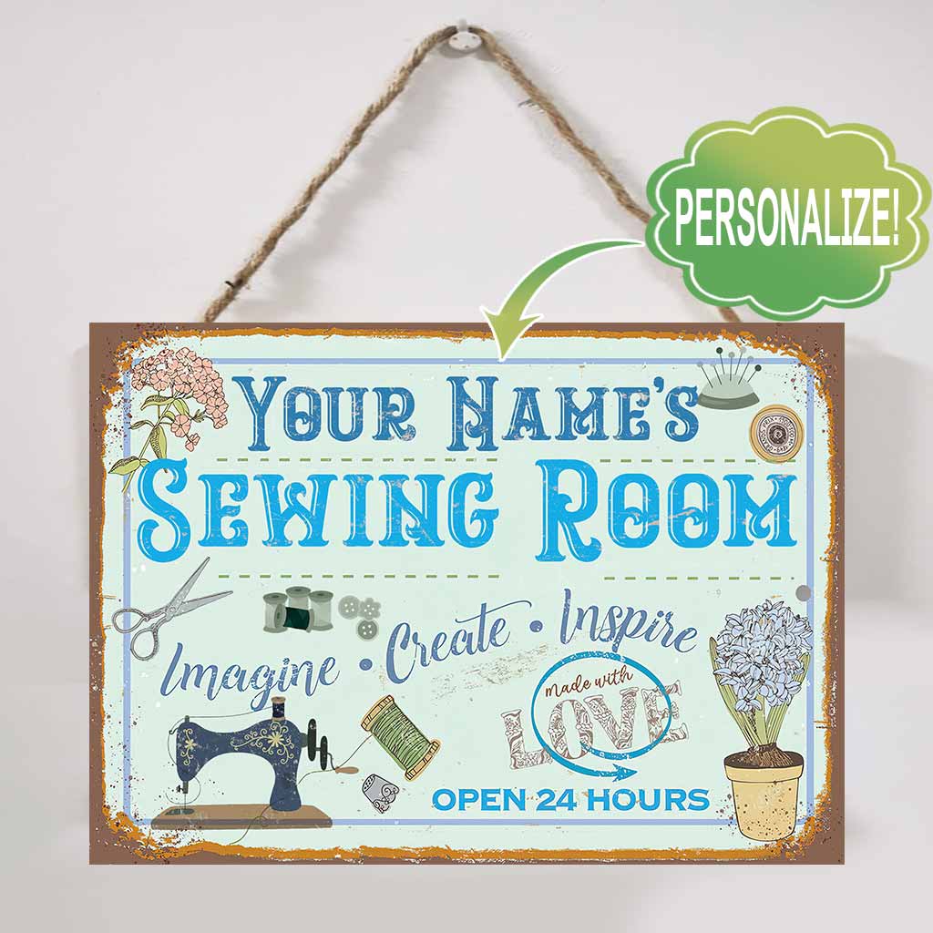 Sewing Room Personalized Rectangle Metal Sign