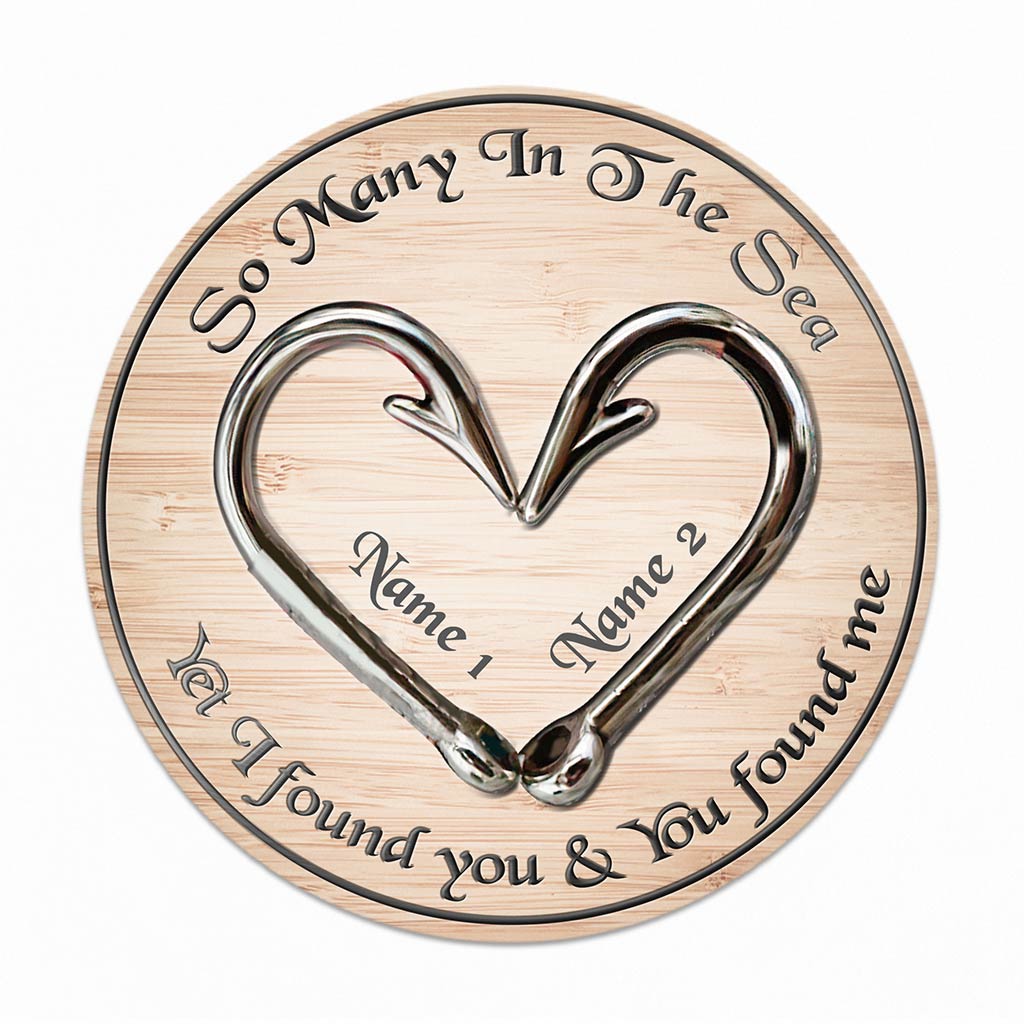 So viele im Meer - Personalisiertes rundes Holzschild zum Angeln
