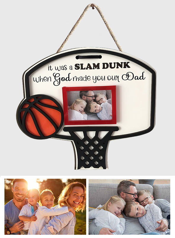 Basketball-Papa – Personalisiertes, individuell geformtes Basketball-Holzschild