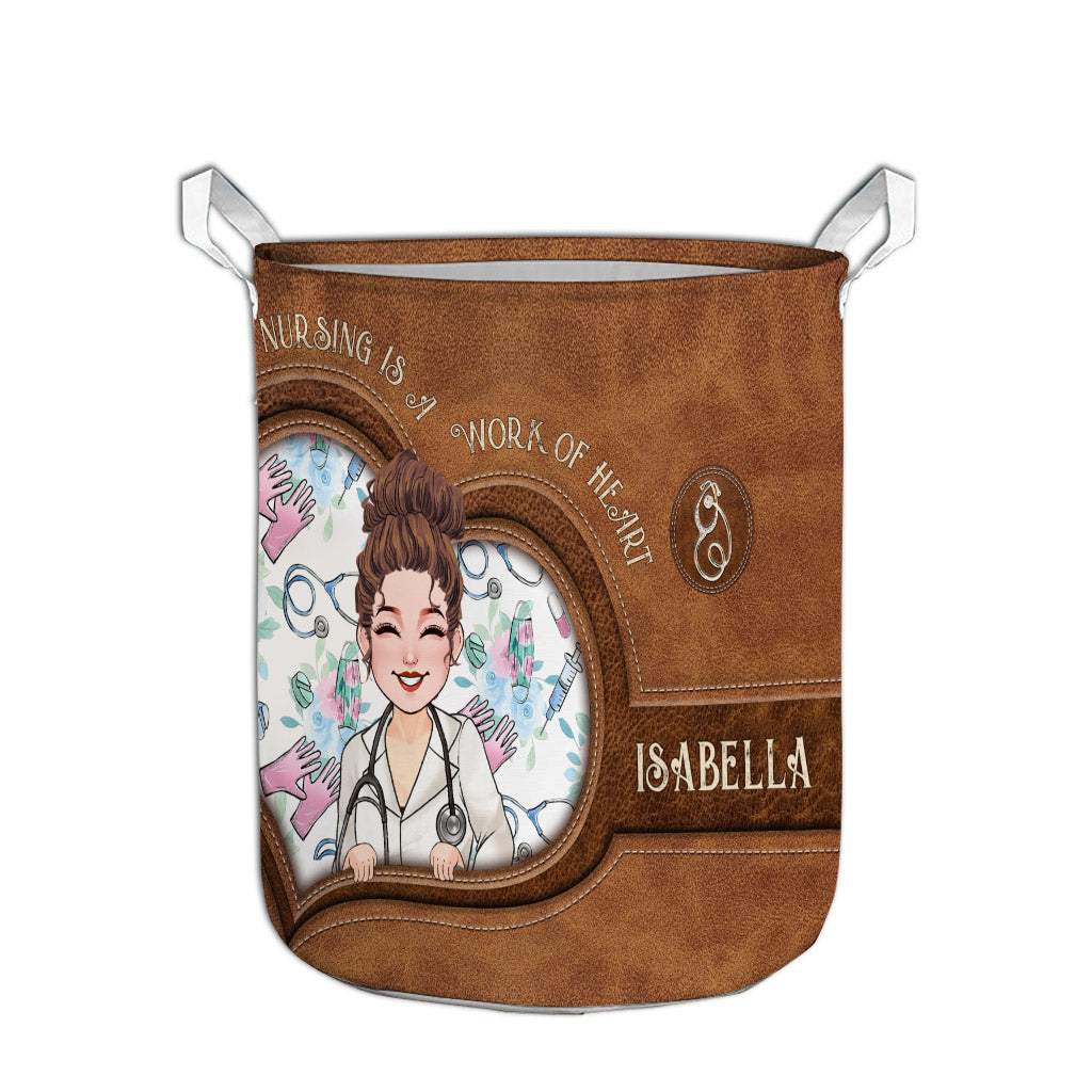 Nursing Is A Work Of Heart - Personalized Nurse Storage Basket