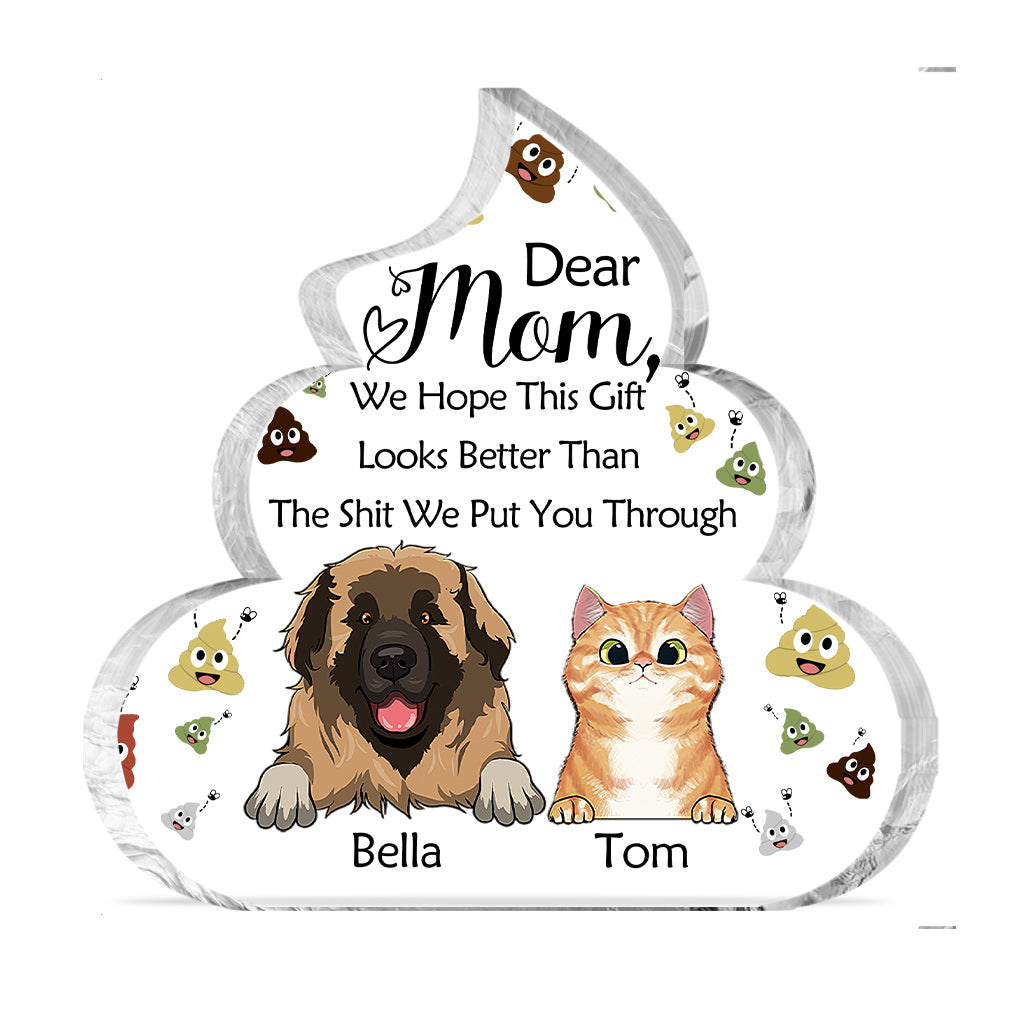 Lustiges Geschenk für Katzenmama und Katzenpapa – personalisierte Acrylplakette in Hundeform zum Muttertag