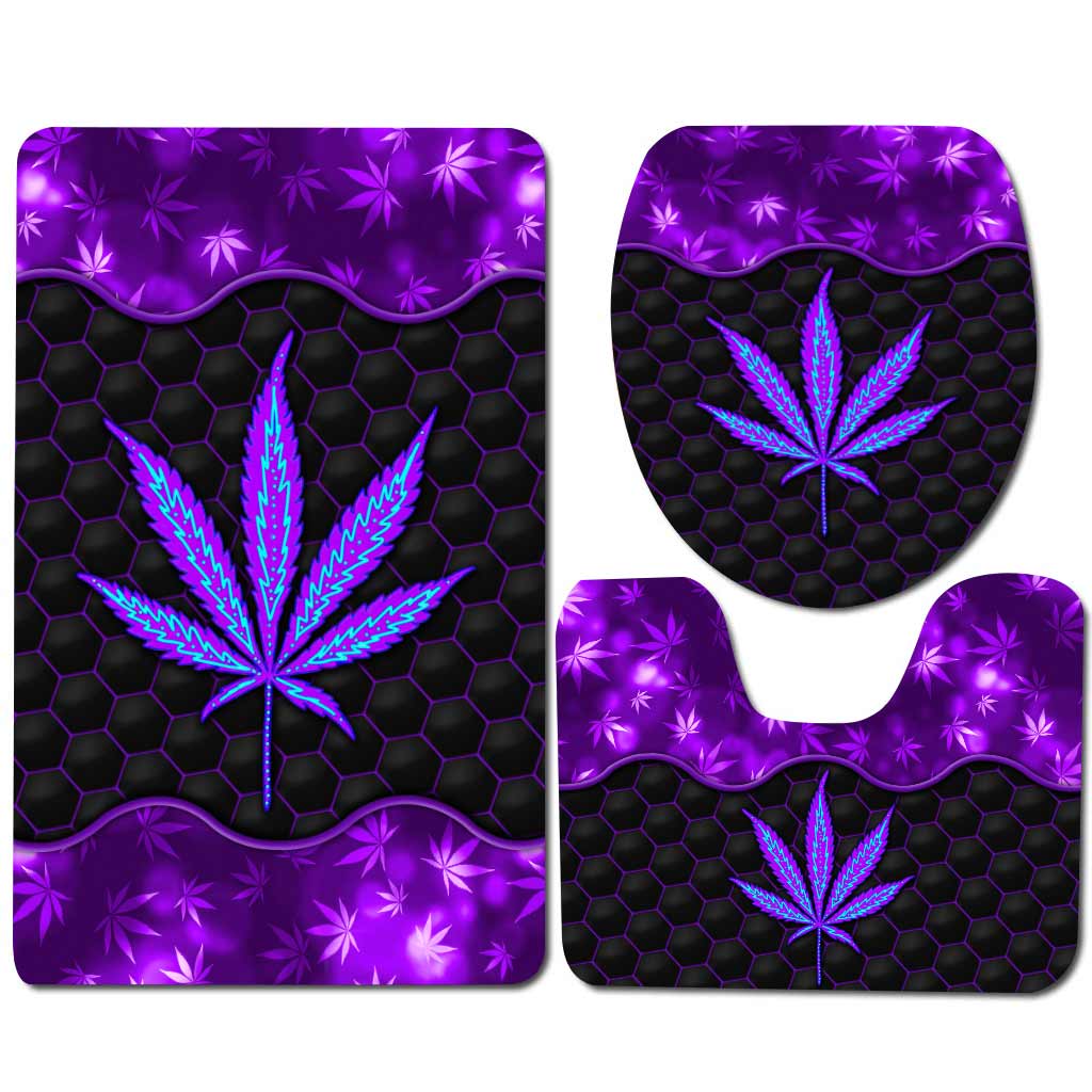 Magic Purple Leaf - Weed 3 Pieces Bathroom Mats Set