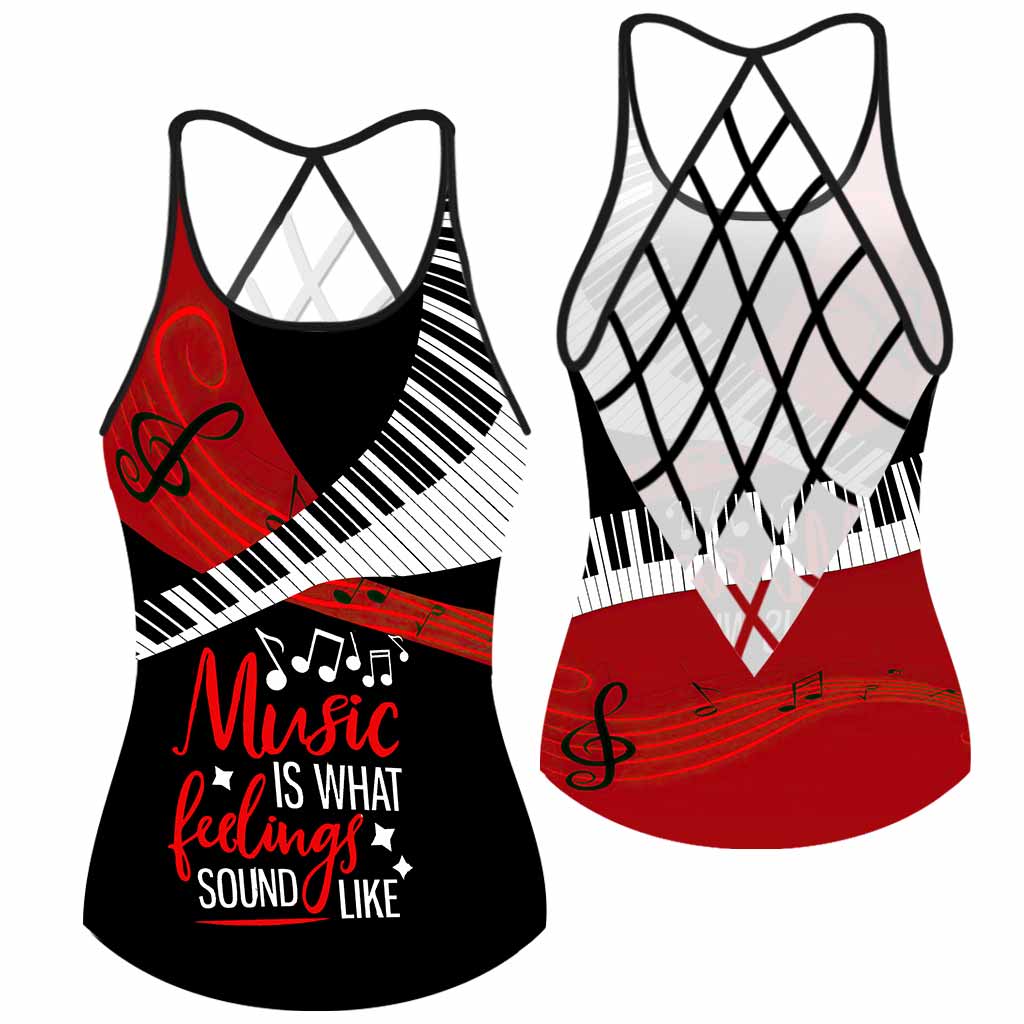 Music Is Life Piano Cross Tanktop