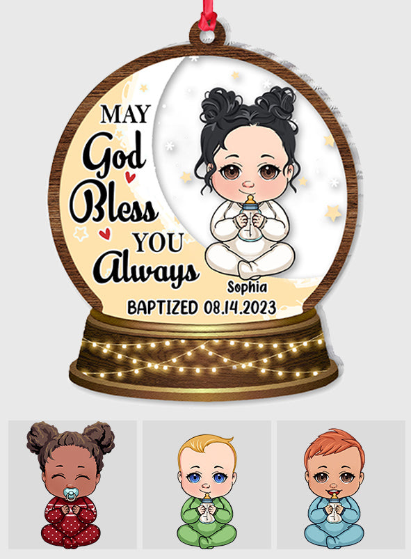 Gott segne dich immer – Personalisierter transparenter Anhänger für Neugeborene