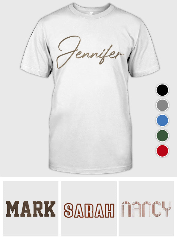 Personalisiertes T-Shirt mit Stickerei für Stiefmutter – Wunschname