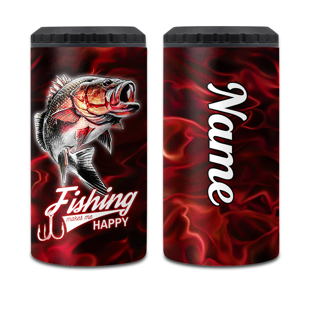 Fishing Makes Me Happy - Personalized Fishing Can Cooler