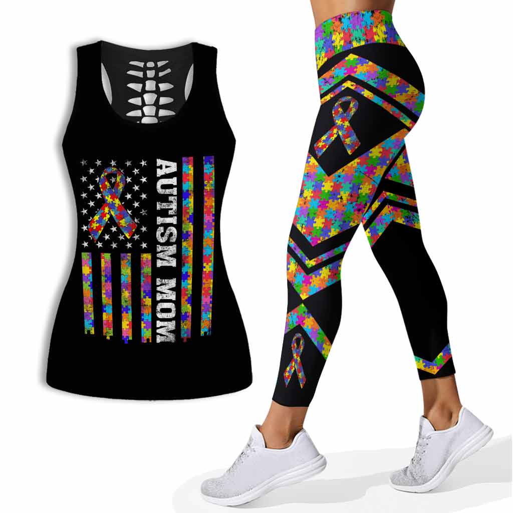 Mom - Tanktop und Leggings mit Lochmuster zur Sensibilisierung für Autismus 1121