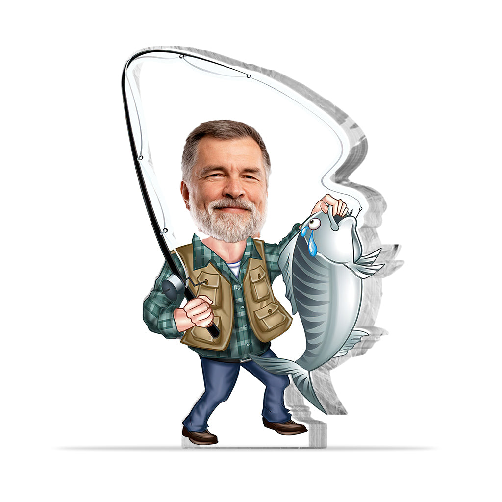 Angelbegeisterung – Personalisierte Acrylplakette in individueller Angelform