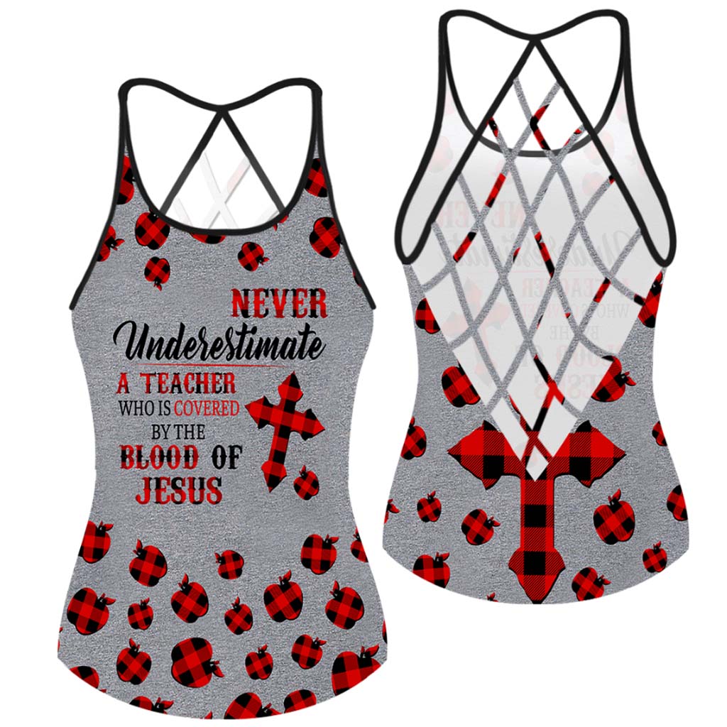 Never Underestimate - Teacher Cross Tank Top