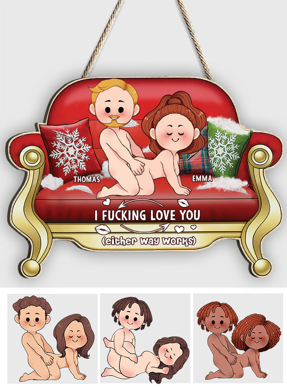 I Love You - Personalized Couple Custom Shaped Wood Sign