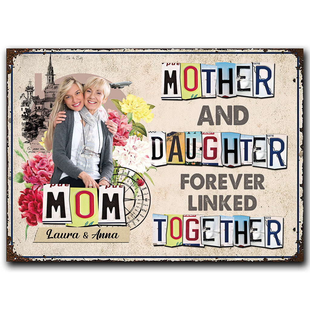 Forever Linked Together - Gift for mom, daughter, son - Personalized Rectangle Metal Sign