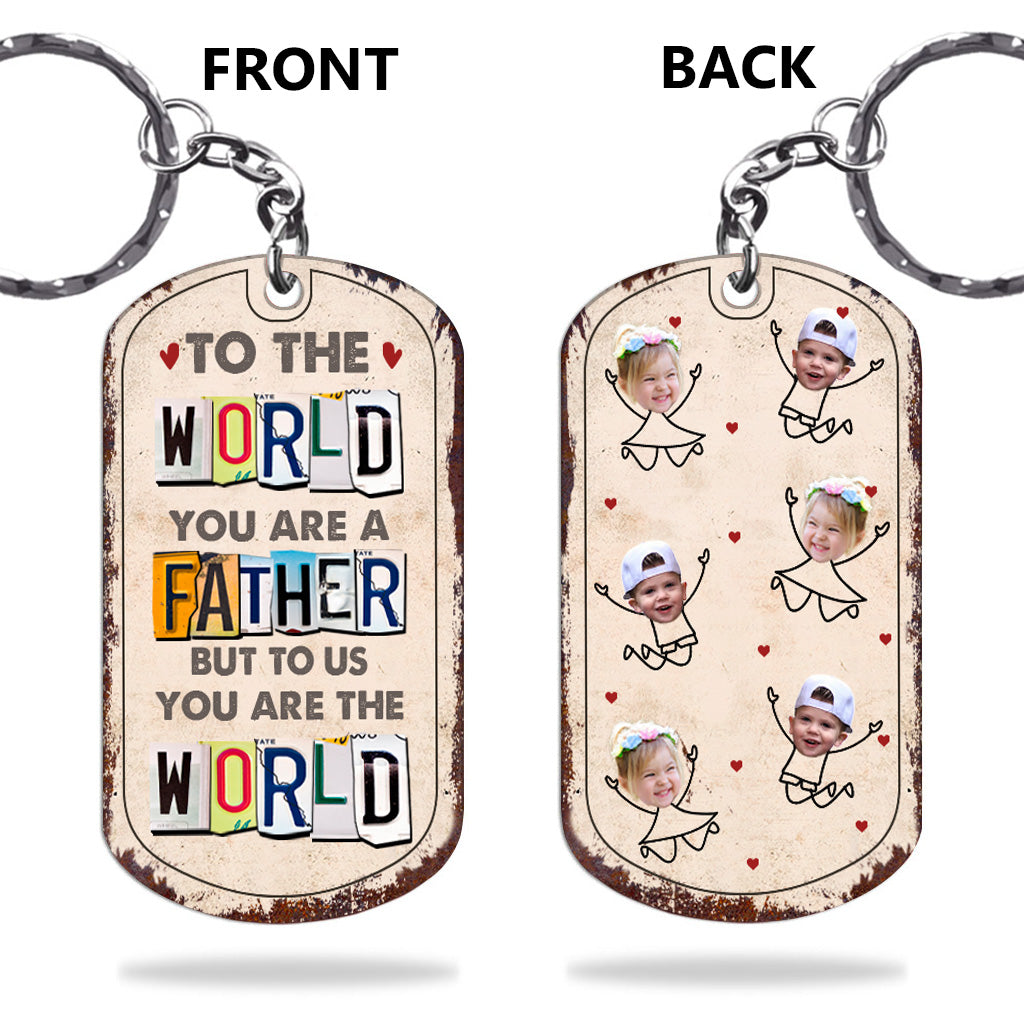 Du bist mir die Welt – Geschenk für Papa, Mama – Personalisierter Edelstahl-Schlüsselanhänger