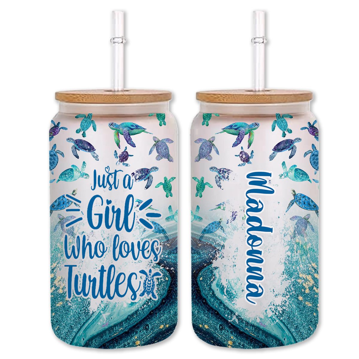 Zum Meer gehören – personalisierte Schildkröten-Trinkflasche