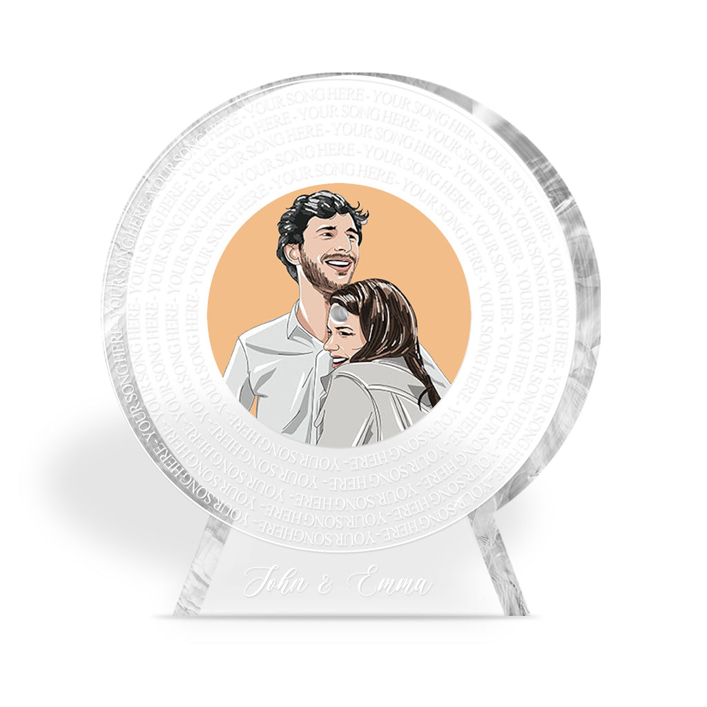 Unser Lieblingslied – Personalisierte Acrylplakette in Pärchenform