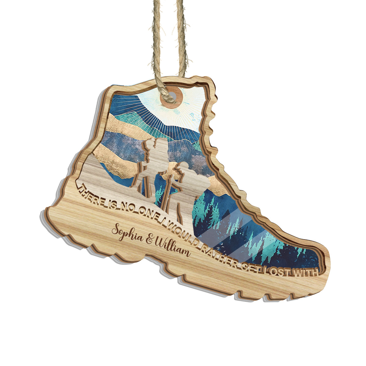 There Is No One I Would Rather Get Lost With - Hiking gift for wife, husband, boyfriend, girlfriend - Personalized Suncatcher