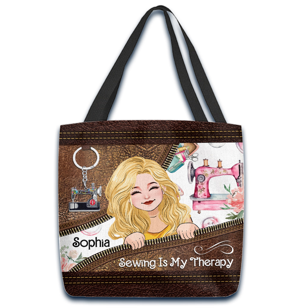 Sewing Is My Therapy - Personalized Sewing Tote Bag