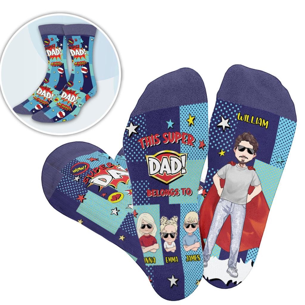 Super-Papa – Geschenk für Papa, Opa, Onkel, Bruder – Personalisierte Socken