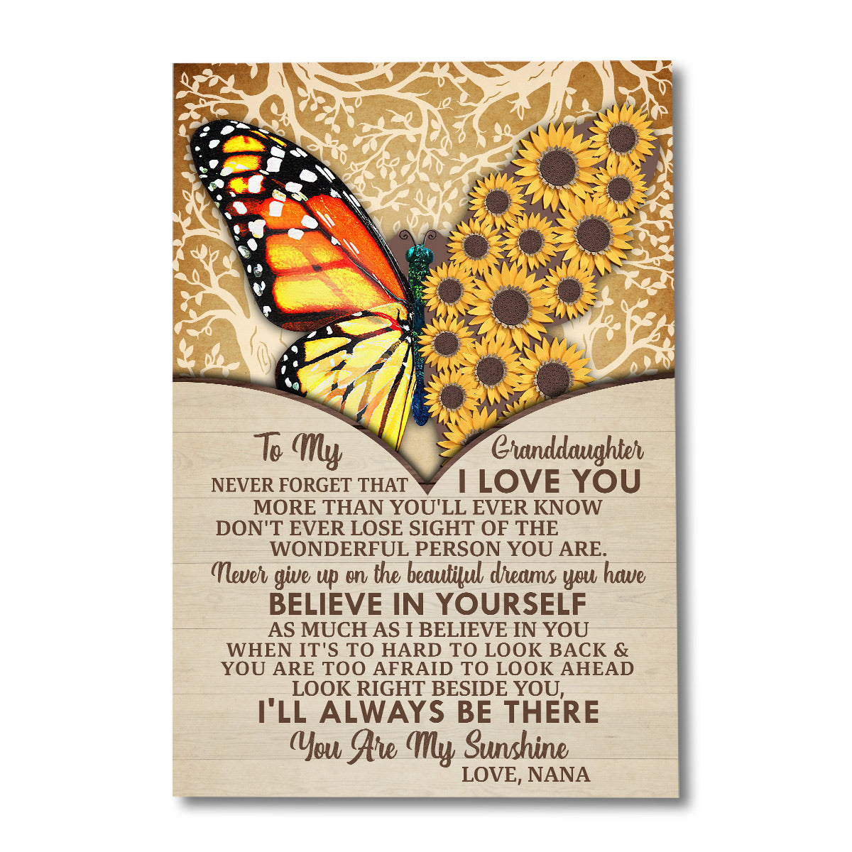 Du bist mein Sonnenschein – Personalisierte Leinwand und Poster für Oma