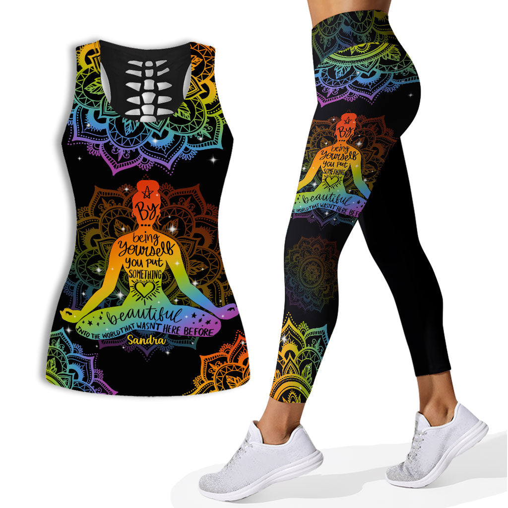 Sei du selbst – Personalisiertes Yoga Hollow Tanktop und Leggings