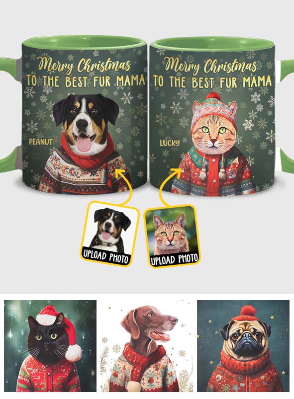 Personalisiertes Weihnachtsporträt Ihres Haustiers – Geschenk für Hunde- und Katzenliebhaber – Personalisierte Tasse