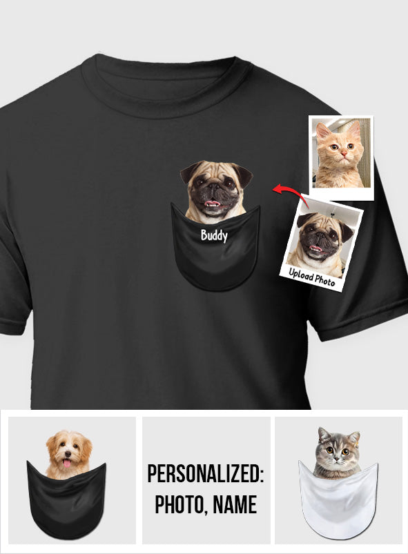 Niedliches Haustier in der Tasche – personalisiertes Hunde-T-Shirt und Hoodie