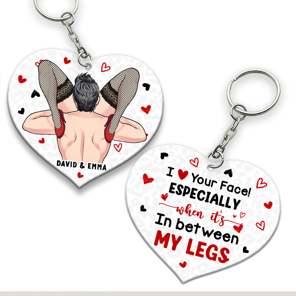 Naughty I Love Your Face - Personalized Couple Keychain