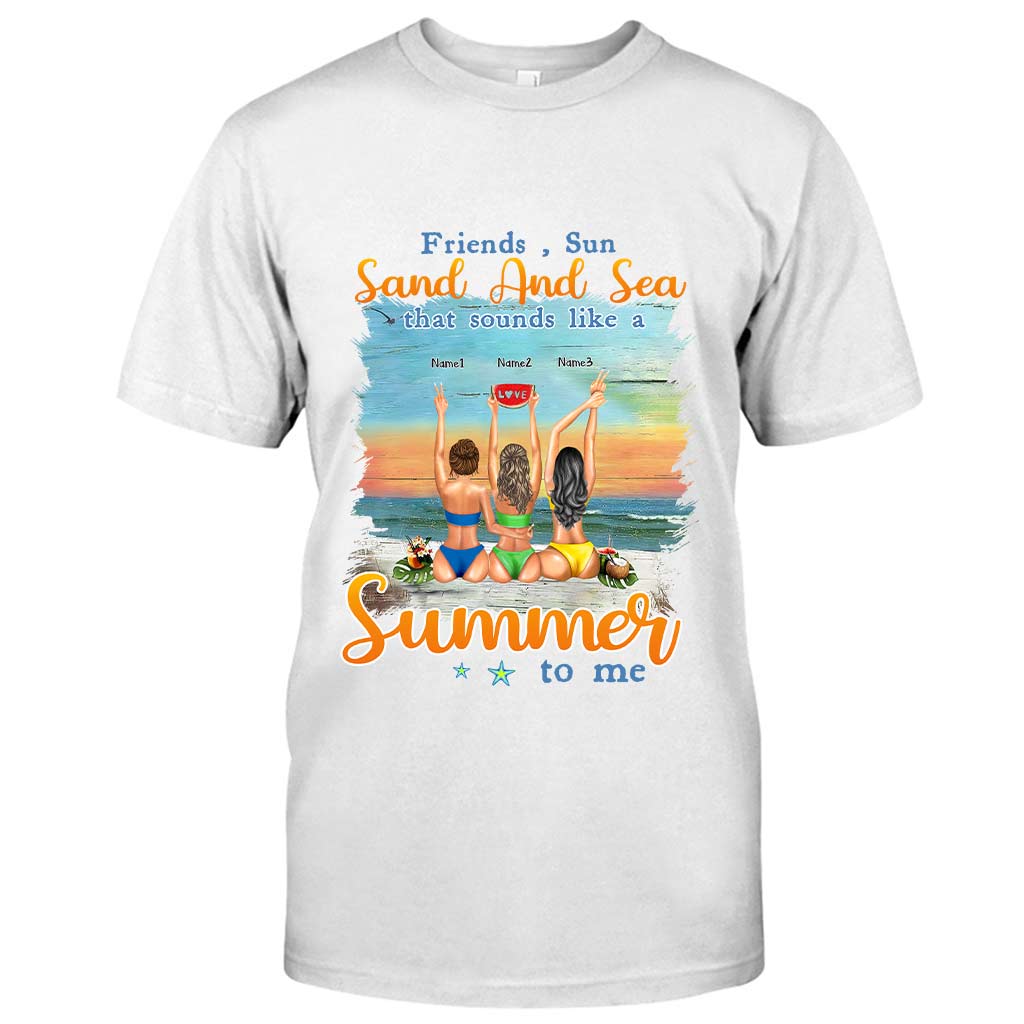 Ich liebe dich bis zum Strand und zurück – personalisiertes T-Shirt und Hoodie für die beste Freundin