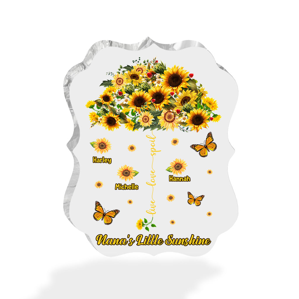 Lebe, liebe, verwöhne – Personalisierte Acrylplakette in Sonderform für Oma