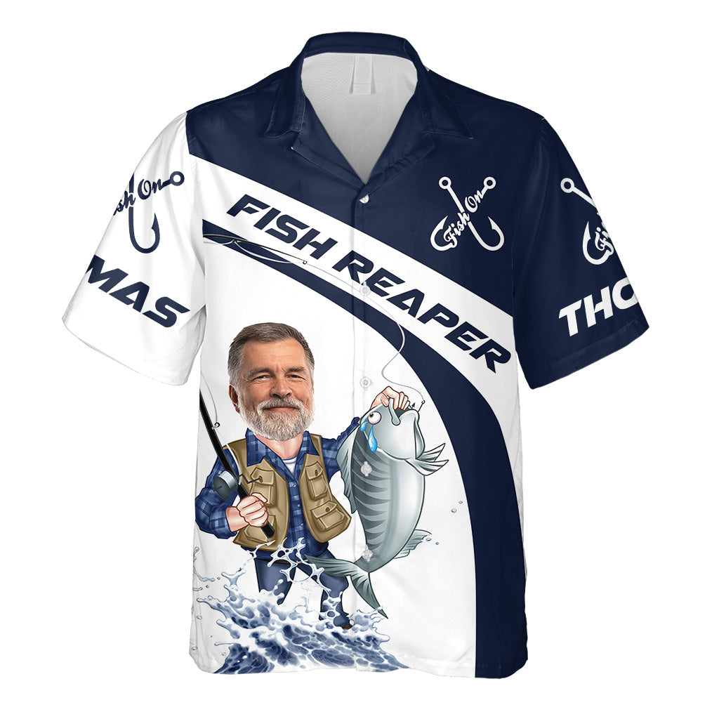 Fish Reaper – Personalisiertes Angler-Hawaiihemd