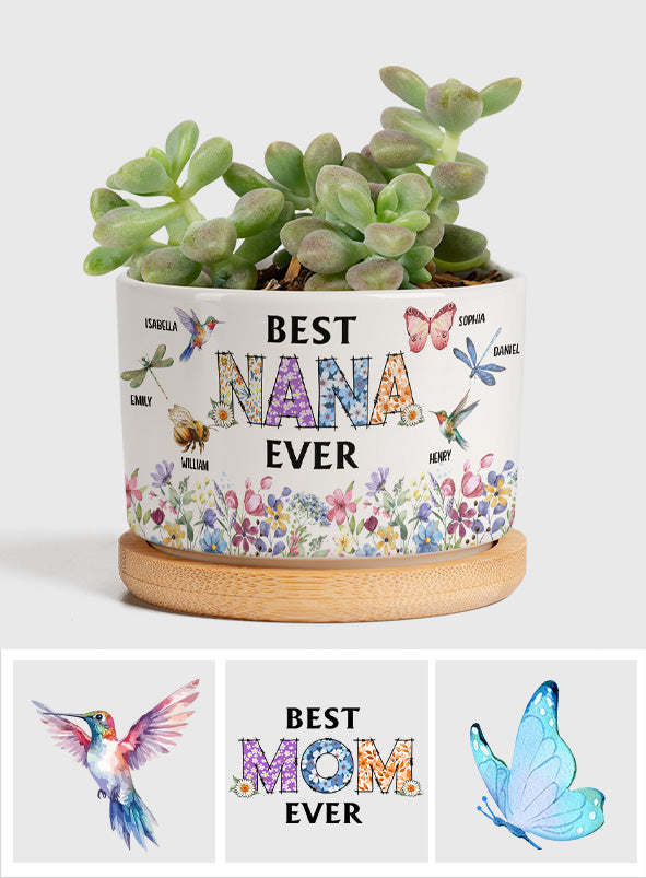 Beste Mama, Oma aller Zeiten – Personalisierter Keramik-Blumentopf für Oma