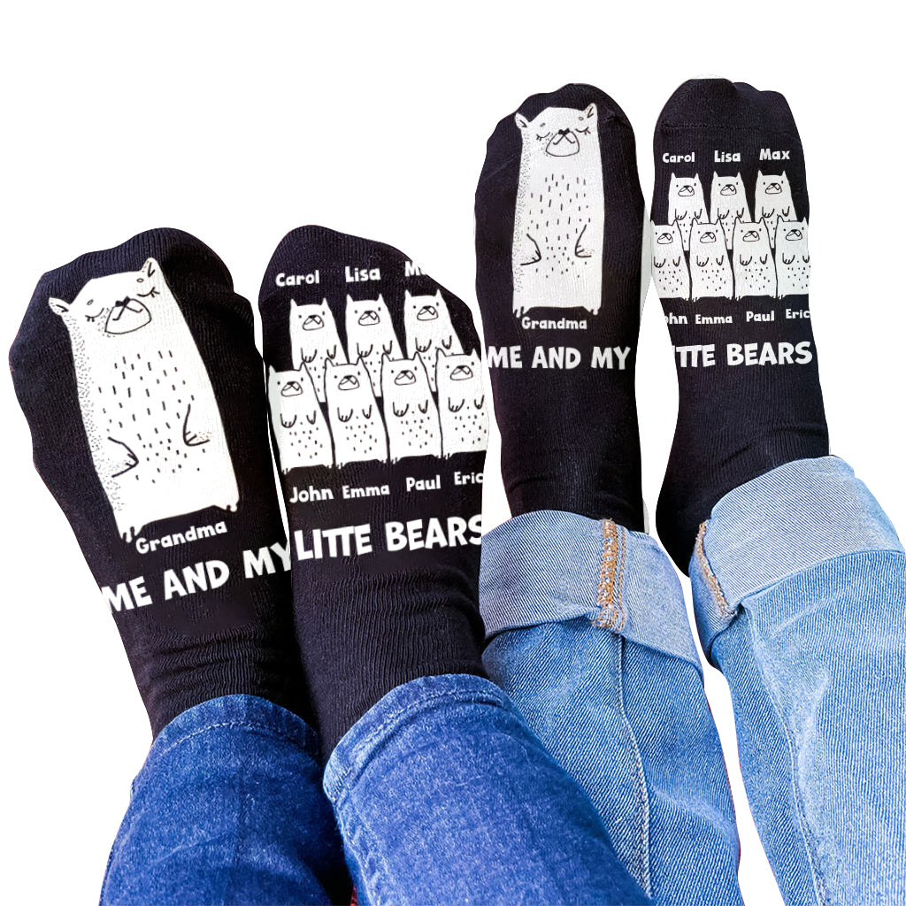 Me And My Little Bears - Gift for dad, grandma, grandpa, mom, uncle, aunt - Personalized Socks