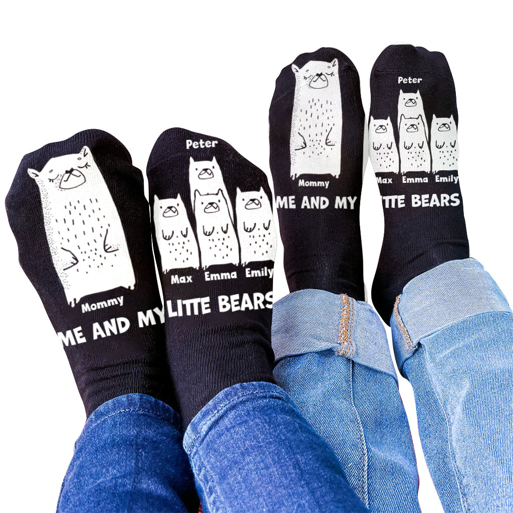 Ich und meine kleinen Bären – Geschenk für Papa, Oma, Opa, Mama, Onkel, Tante – Personalisierte Socken