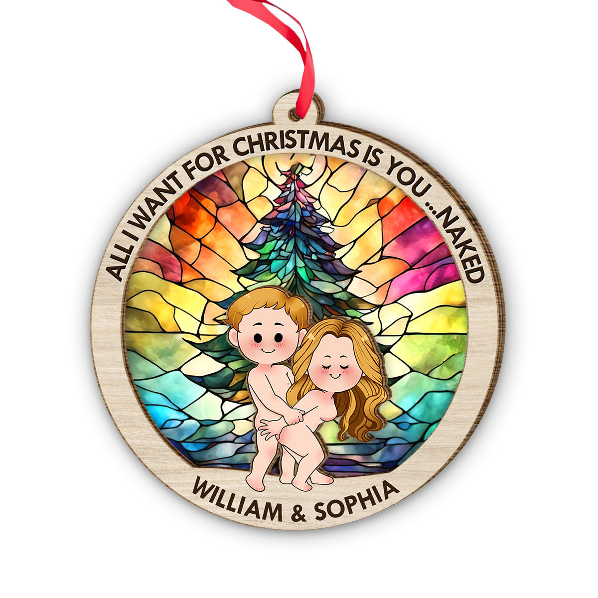 Alles, was ich mir zu Weihnachten wünsche, bist du – Geschenk für Ehemann, Freund, Freundin – Personalisierter zweilagiger Weihnachtsschmuck