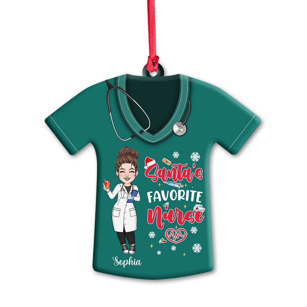 Weihnachtsmanns Lieblingskrankenschwester – Personalisierter Krankenschwester-Weihnachtsbaumschmuck