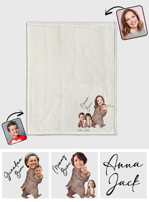 Aquarellfoto von Mama Bär – Personalisierte Mutterdecke