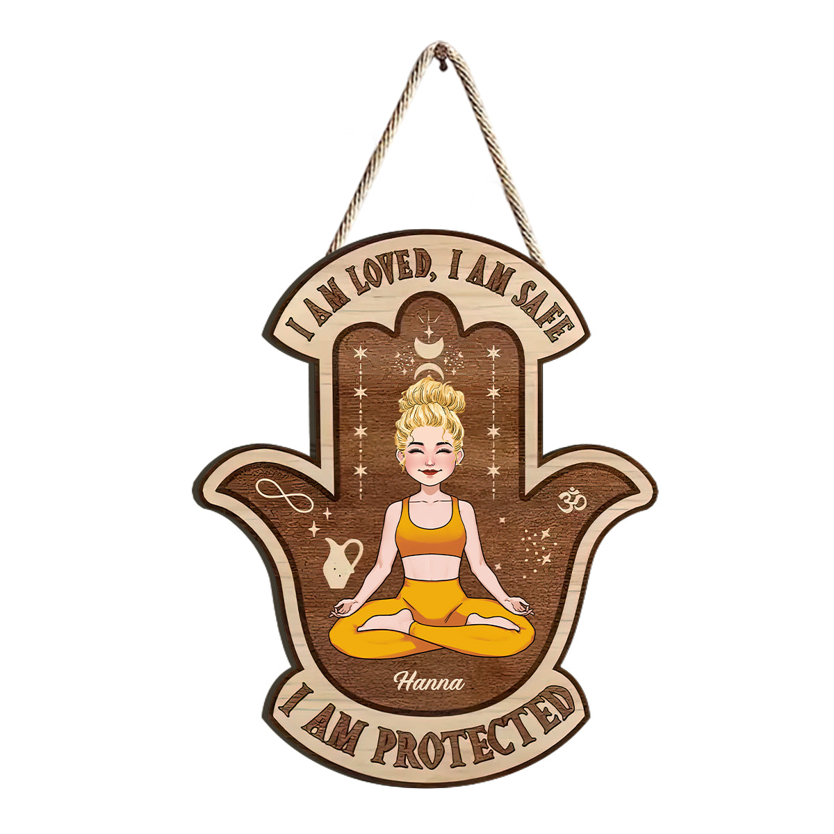 I Am Loved I Am Safe - Personalized Yoga Wood Sign
