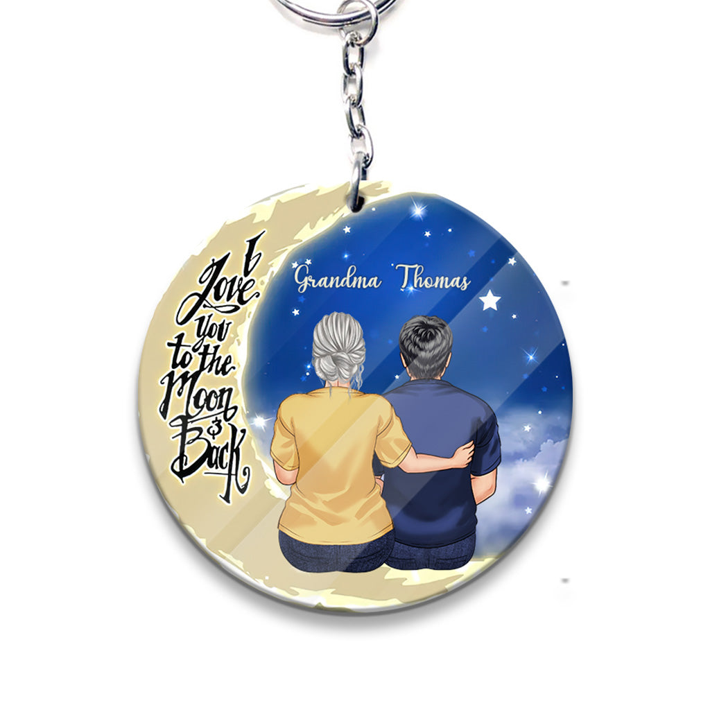Bis zum Mond und zurück – Geschenk für Oma, Mama, Papa, Opa – Personalisierter Schlüsselanhänger
