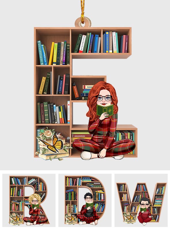 Bücherregal-Ornament mit Alphabet und Zahlen – personalisierter Buch-Ornament