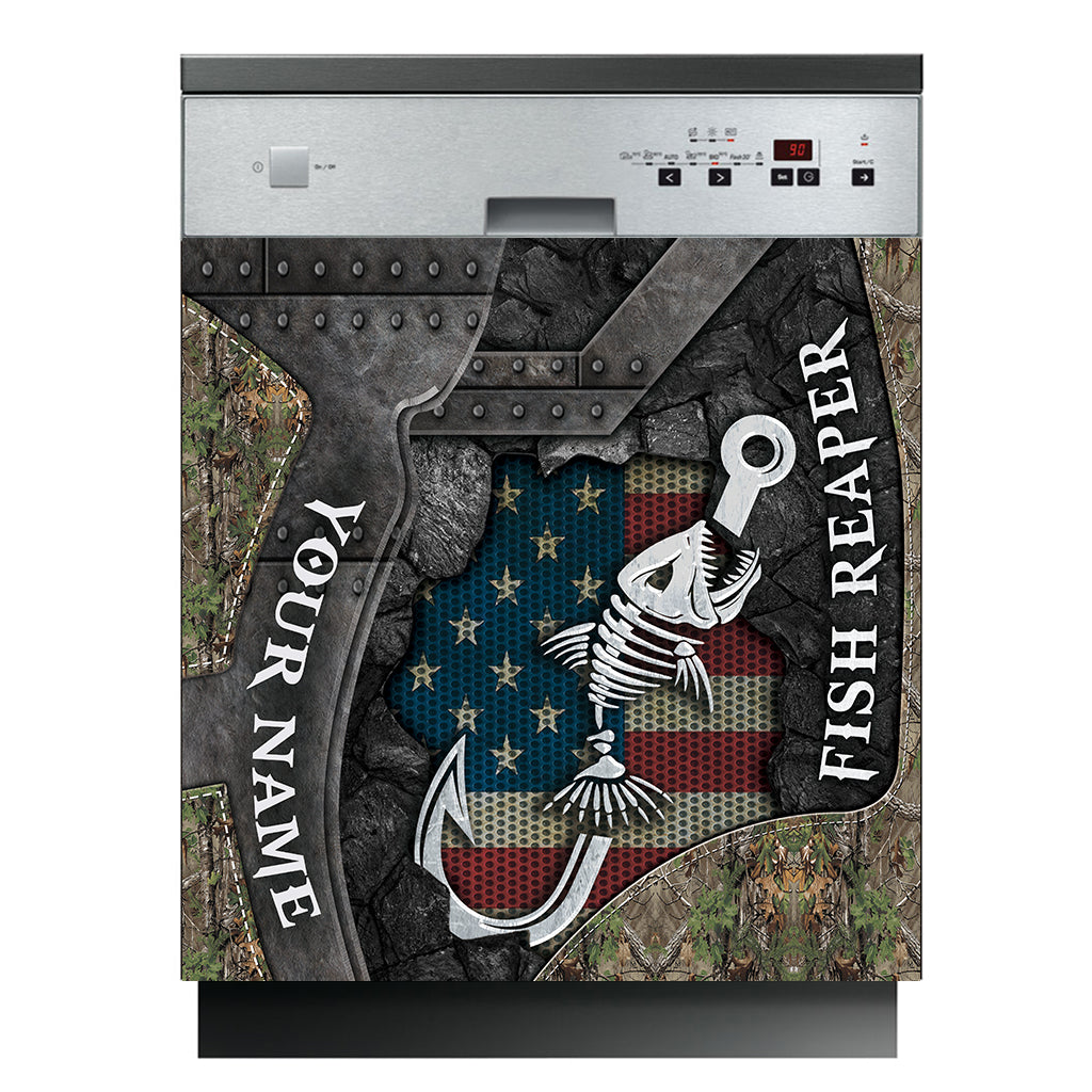 Fish Reaper – Personalisierte Geschirrspülerabdeckung zum Thema Angeln